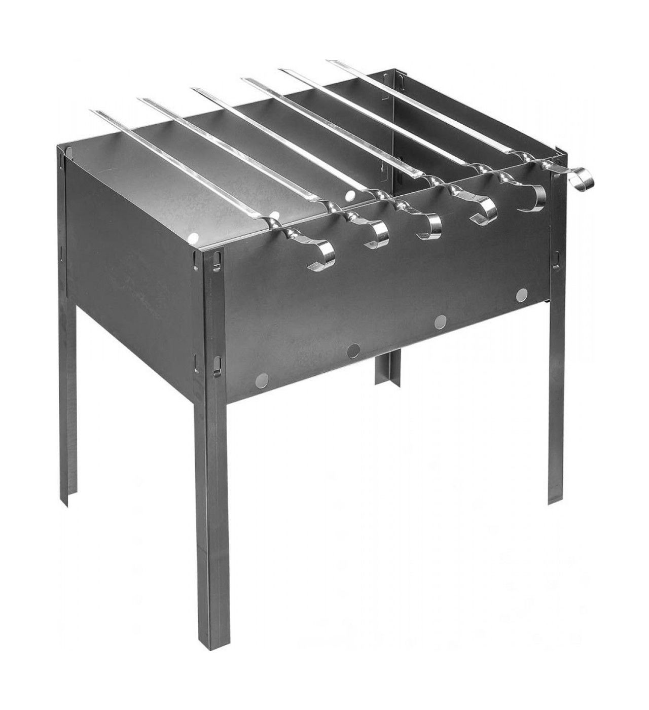 Мангал сборный походный 350х250х350мм + 6 шампуров (370 мм угл), ст.0,4 в плёнке бастион-пром