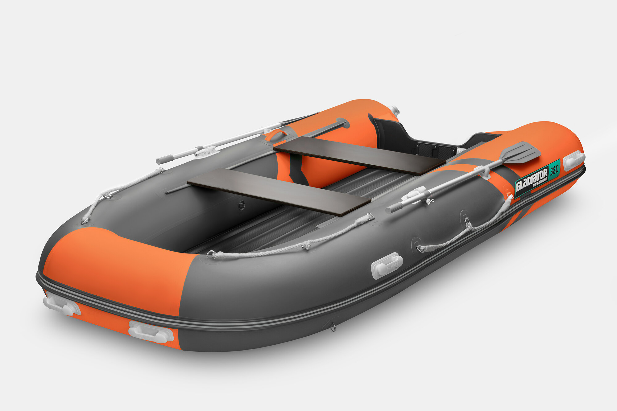 Надувная лодка (НДНД) GLADIATOR E380S оранжево-темносерая (СПБ)