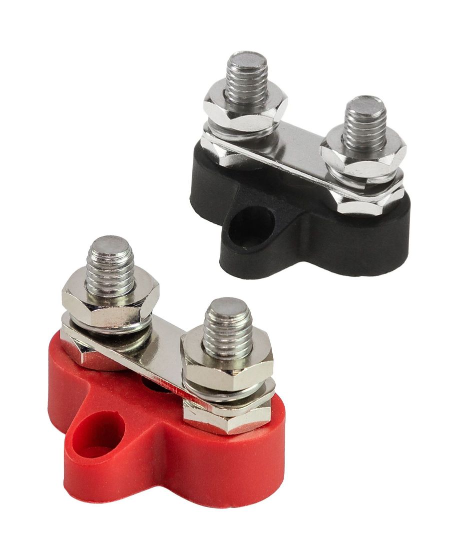 Клемма-штифт двойная с перемычкой, M8, красная