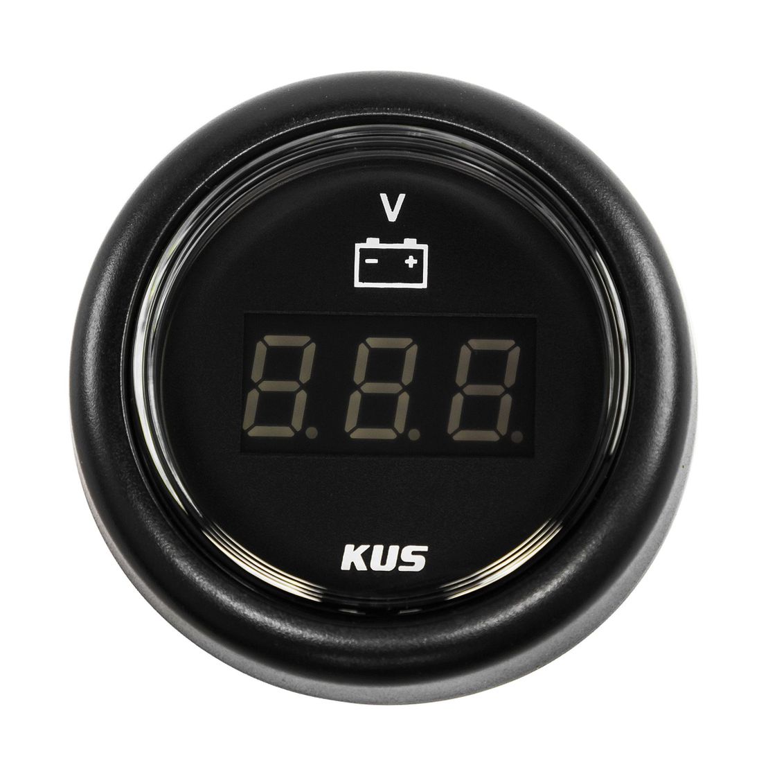 Вольтметр цифровой 8-32 В, черный циферблат, черный ободок, д. 52 мм