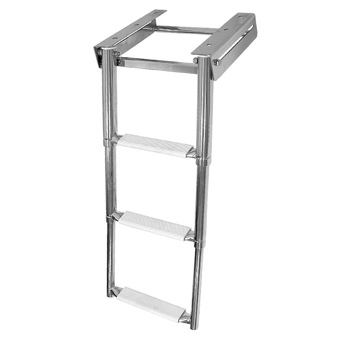 Трап телескопический SUNFINE выдвижной с фиксатором, 3 белые ступени