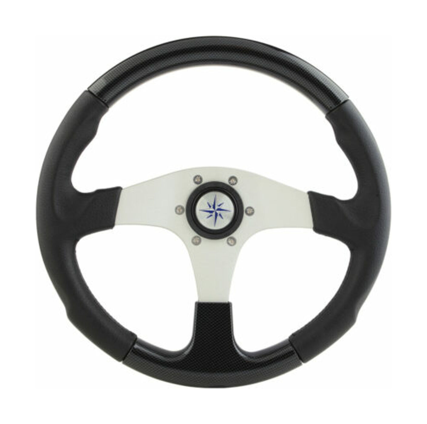 Рулевое колесо EVO MARINE 2 обод черный, спицы серебряные д. 355 мм