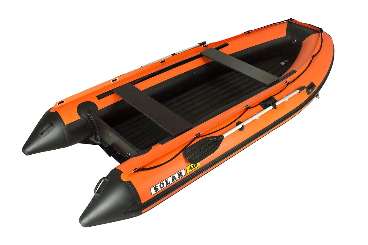 Лодка ПВХ Solar-420 JET с тоннелем оранжевый