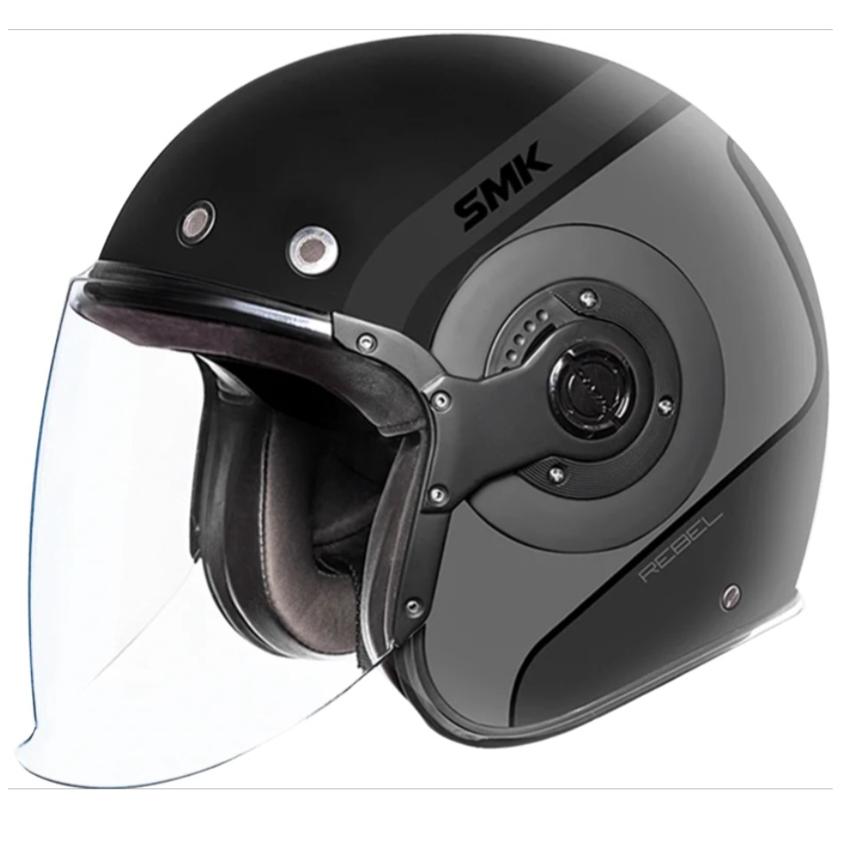 Шлем SMK RETRO JET REBEL, цвет черный/серый (L)