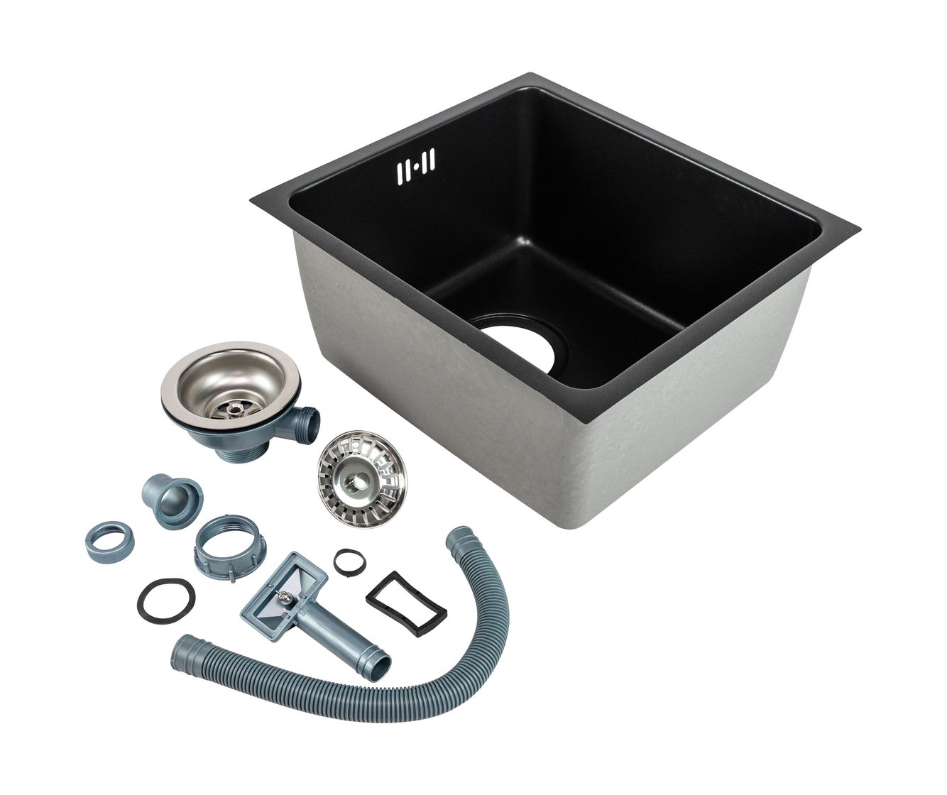 Мойка прямоугольная 340х380х180, стальная с покрытием, черная