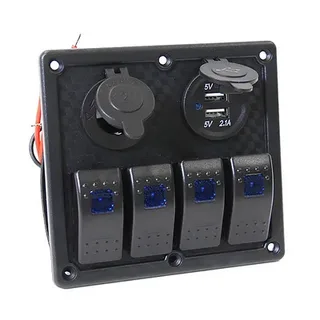 Панель розетка12V+USB+4 фикс переключателя