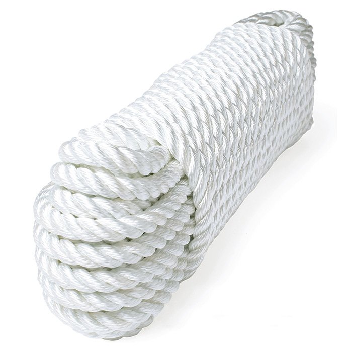 Трос швартовый трех прядный 10мм*9м белый