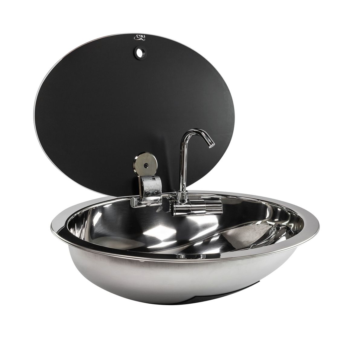 Мойка овальная с краном, стеклянная крышка, CAN, LR1450