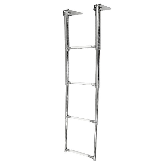 Трап телескопический складной узкий, 4 белых ступени (ширина 264 мм.)