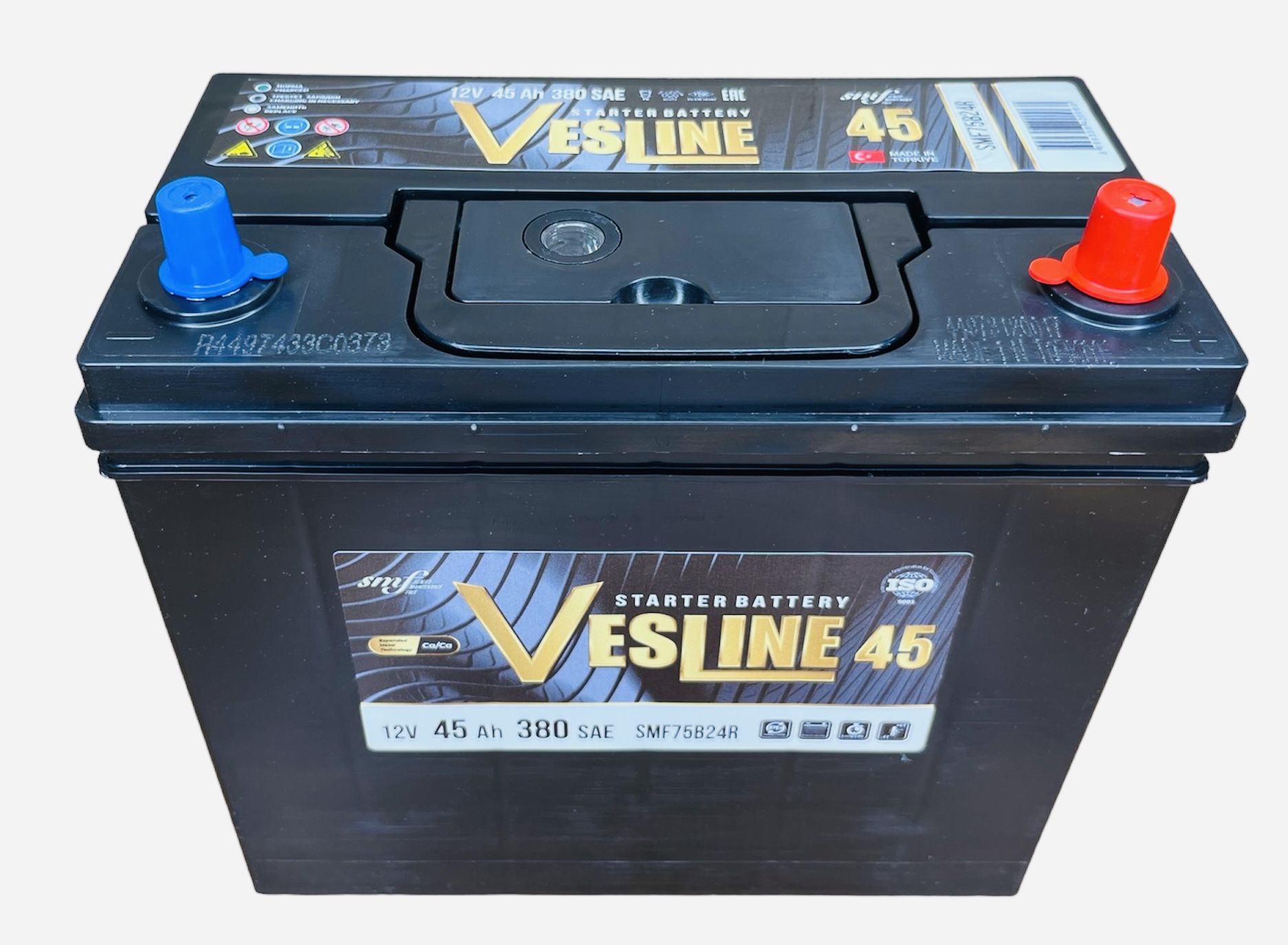 Аккумулятор VESLINE ASIA 45Ah (380 SAE) SMF75B24R (обр.поляр., переходники клемм в комплекте)