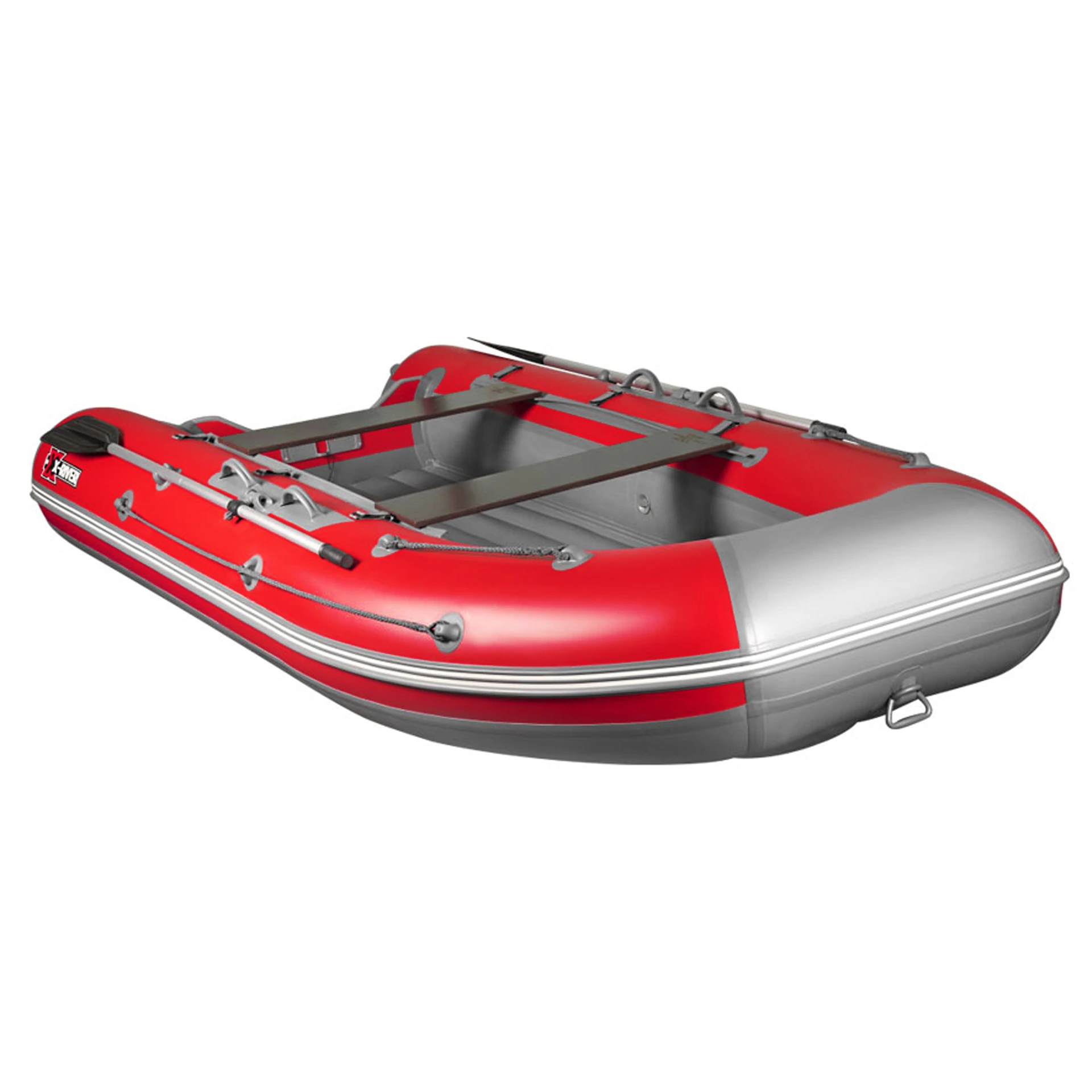 Лодка ПВХ X-River Grace Wind 420 НДНД красно-серый/фурнитура серая, нескользящее покрытие