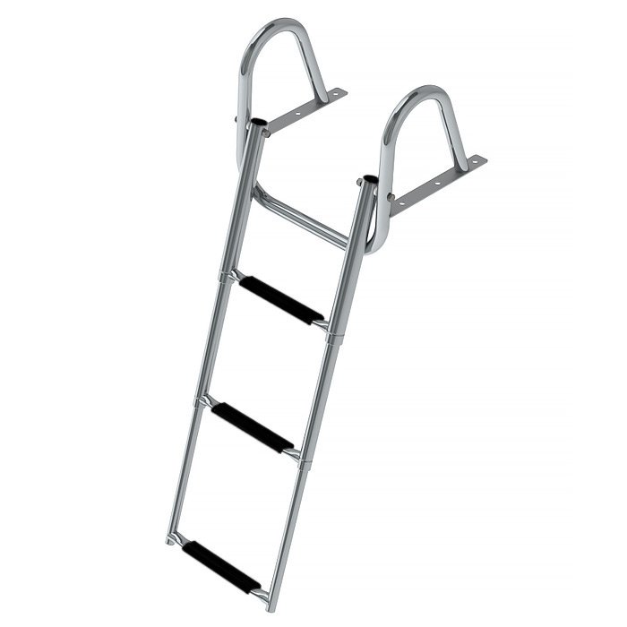 Трап телескопический с поручнем, 3 черных ступени (ширина 350 мм.)