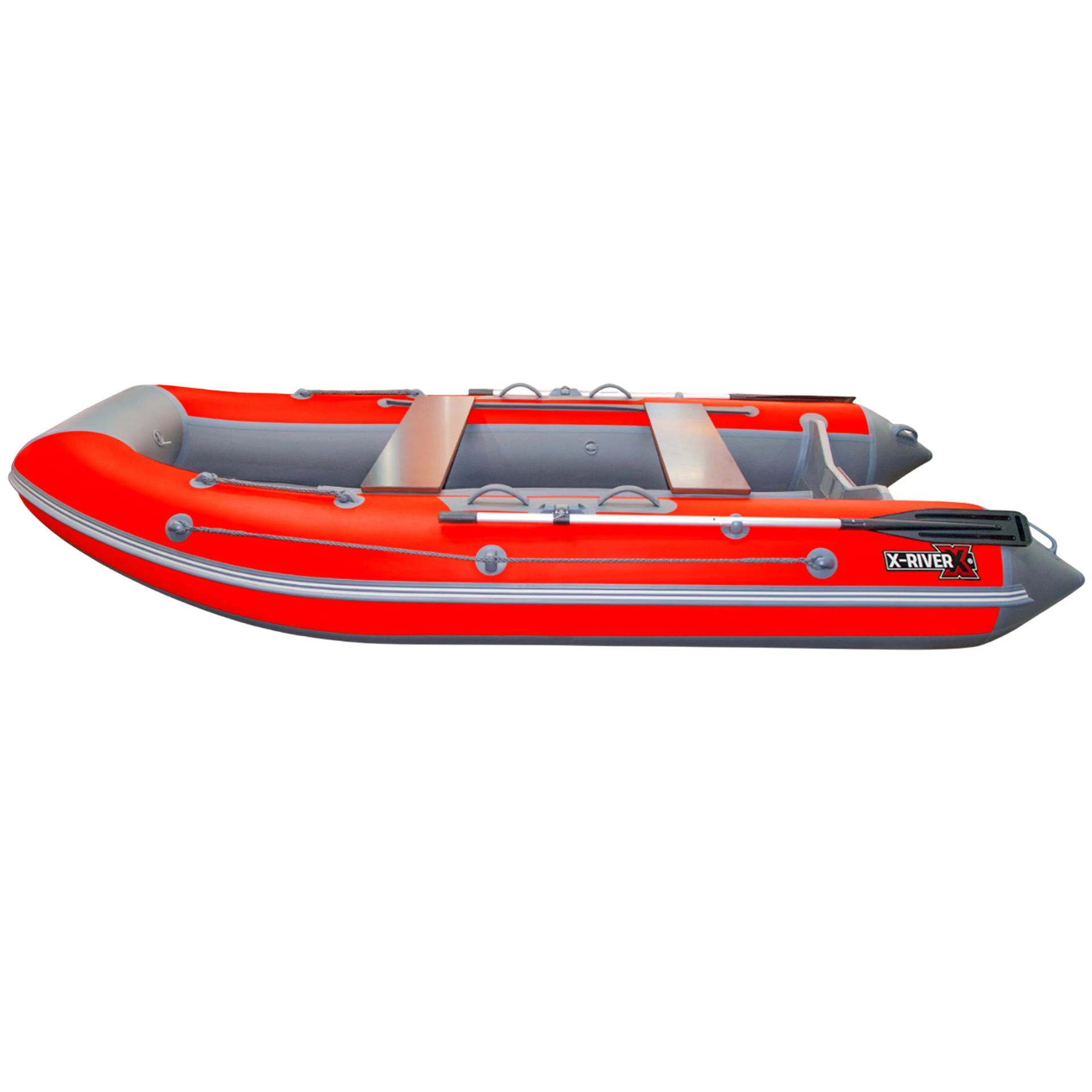 Лодка ПВХ X-River Agent 360 НДНД + усиленные баллоны, красно-серый/фурнитура серая