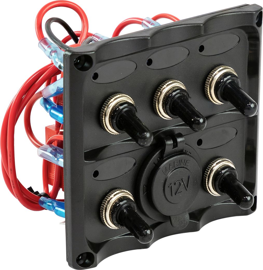 Панель бортового питания 5 переключателей, разъем прикуривателя, Marine Rocket