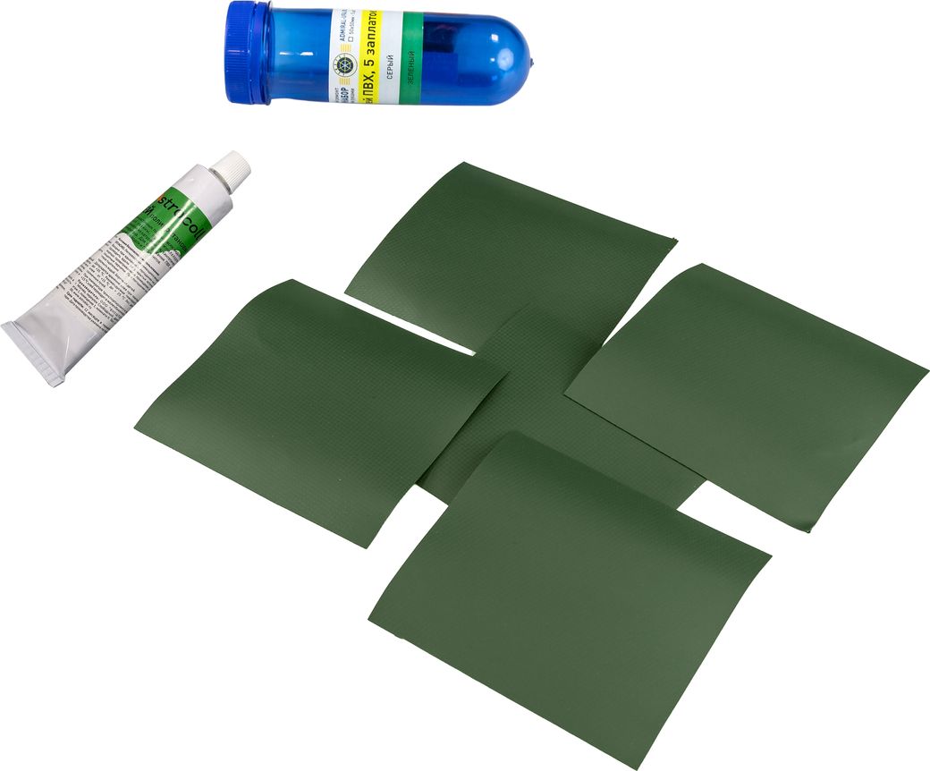 Ремкомплект лодки ПВХ (клей «KLEYBERG» 30мл,5 латок, олива)