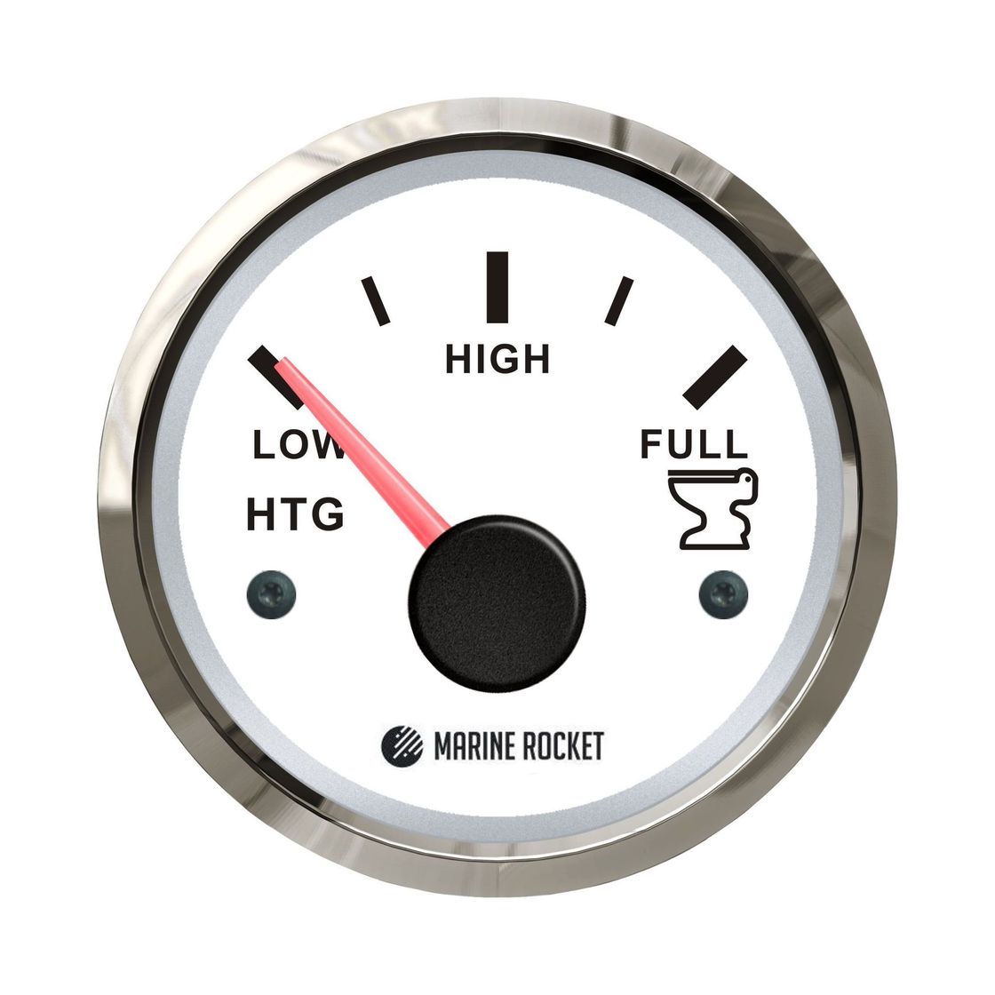 Указатель уровня сточных вод 0-190 Ом (ЕВРО), белый циферблат, нержавеющий ободок, д. 52 мм, Marine 