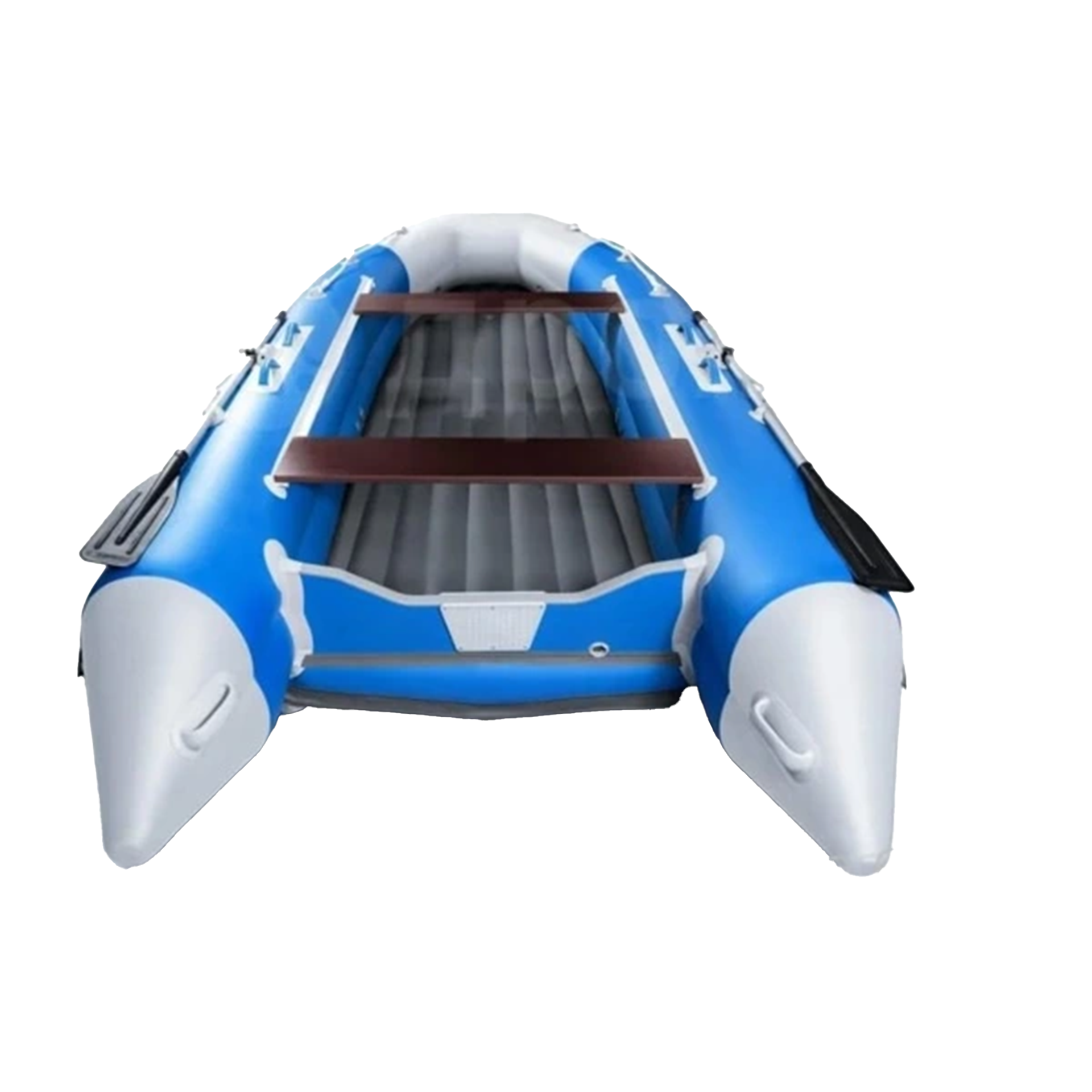 Лодка ПВХ X-River Mark 390 НДНД тримаран (усиленное дно и баллоны) голубой-серый, дно серое, серая ф