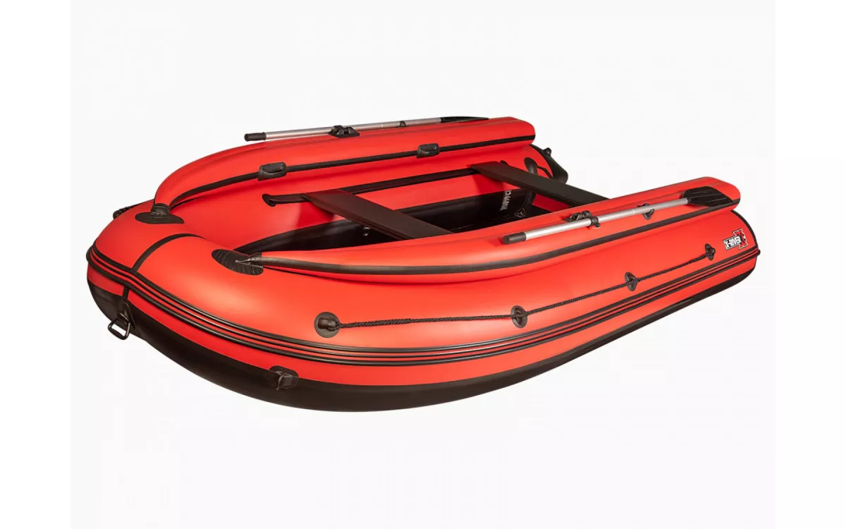 Лодка ПВХ X-River Grace Wind 420 НДНД + фальшборт, красно-черный/фурнитура черная