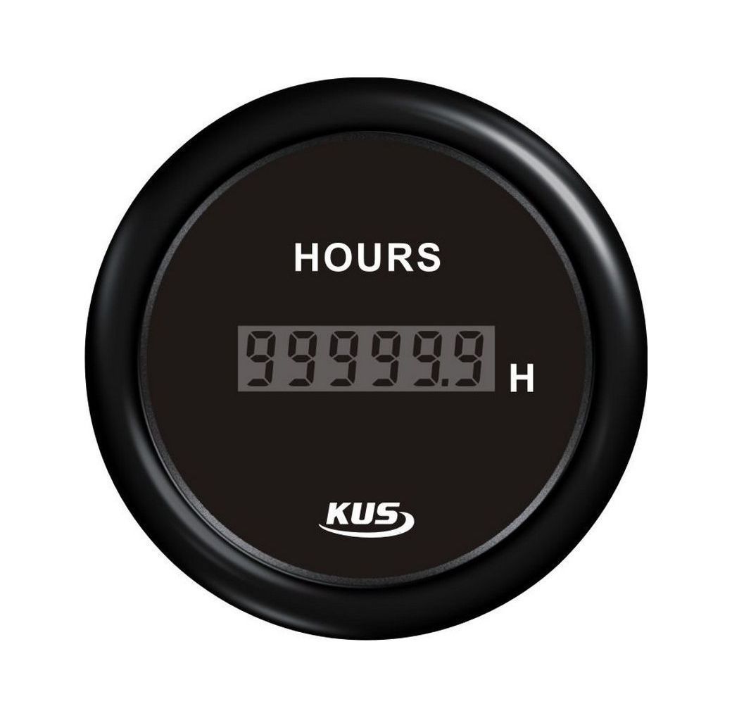 Счетчик моточасов цифровой 0-99999, 9 ч., черный циферблат, черный ободок, д. 52 мм Счетчик моточасов цифровой 0-99999, 9 ч., черный циферблат, черный ободок, д. 52 мм