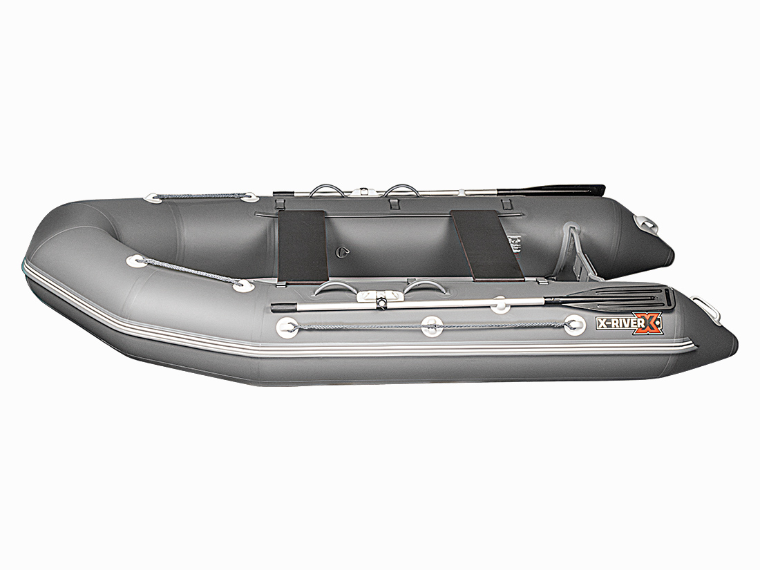 Лодка ПВХ X-River Rocky 355 НДВД + усиленное дно и баллон, красно-серый/фурнитура серая 