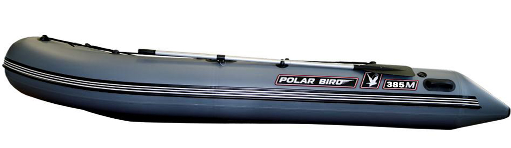 Лодка ПВХ Polar Bird PB-385M Merlin "Кречет" (пайолы и транец из стеклокомпозита) серый