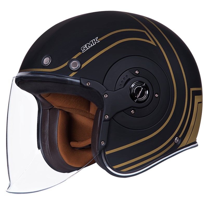 Шлем SMK RETRO JET CARRETERA, цвет матовый черный/золото (L)