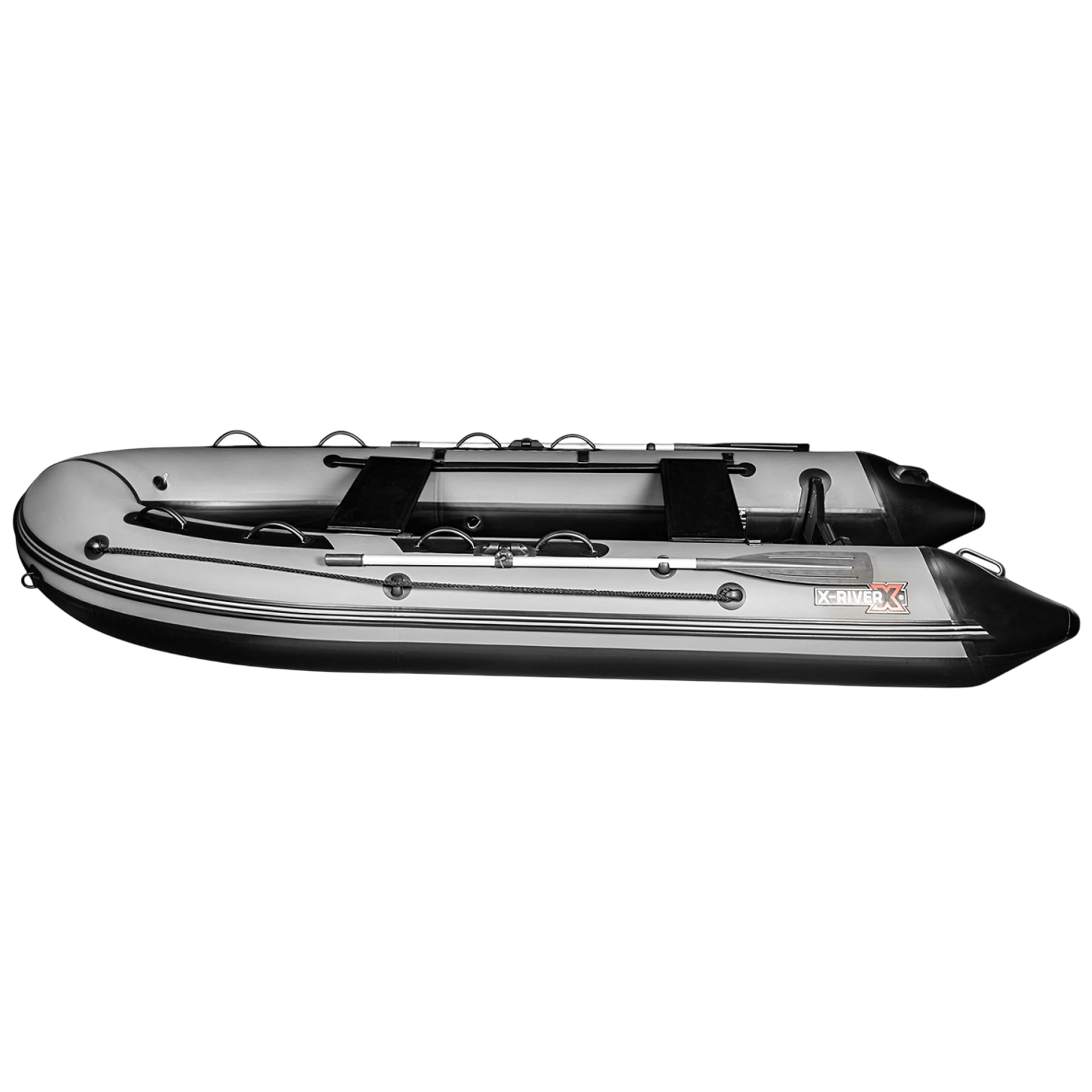 Лодка ПВХ X-River Grace Wind 420 НДНД серо-черный/фурнитура черная