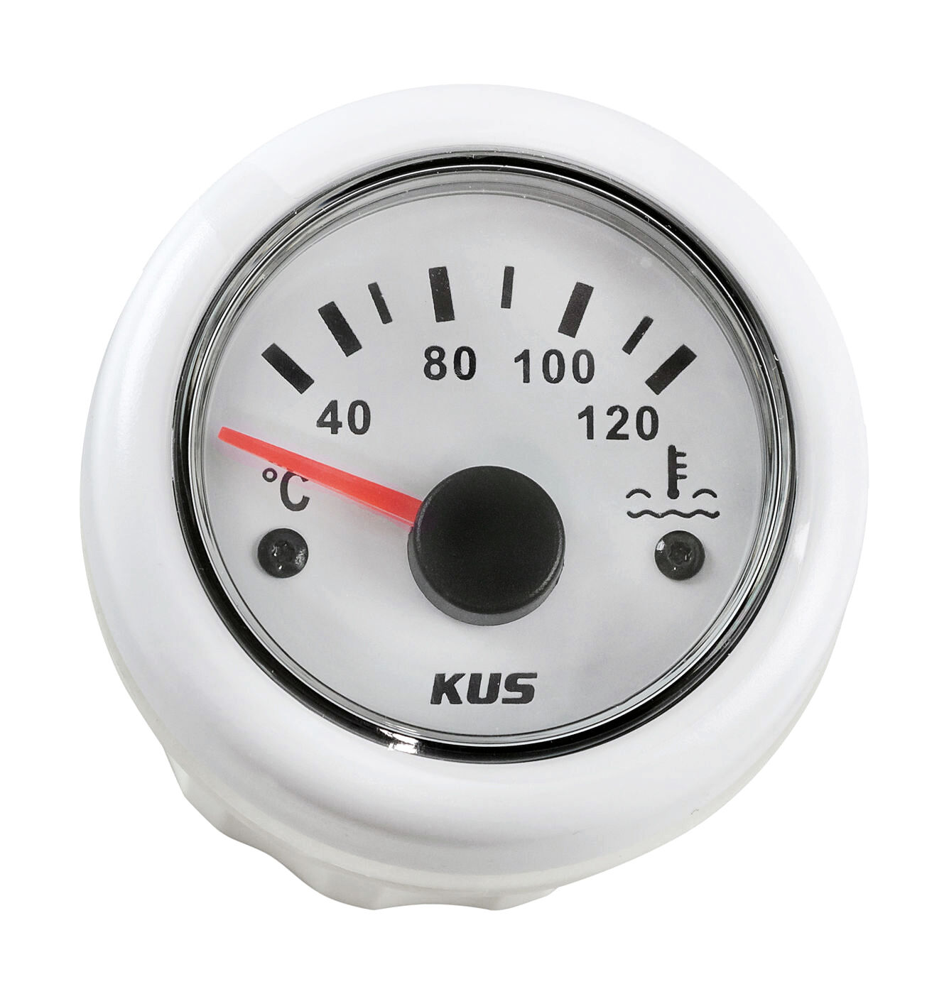 Указатель температуры двигателя 40-120 гр., белый циферблат, белый ободок, д. 52 мм