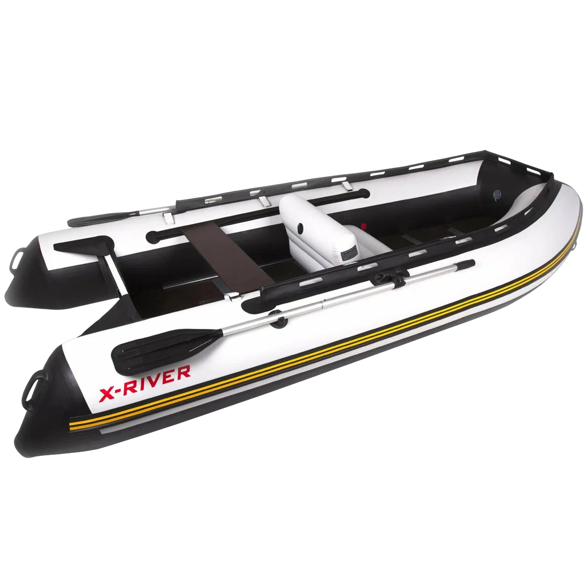 Лодка ПВХ X-River Agent 390 НДНД + усиленные баллоны, бело-серый/фурнитура серая