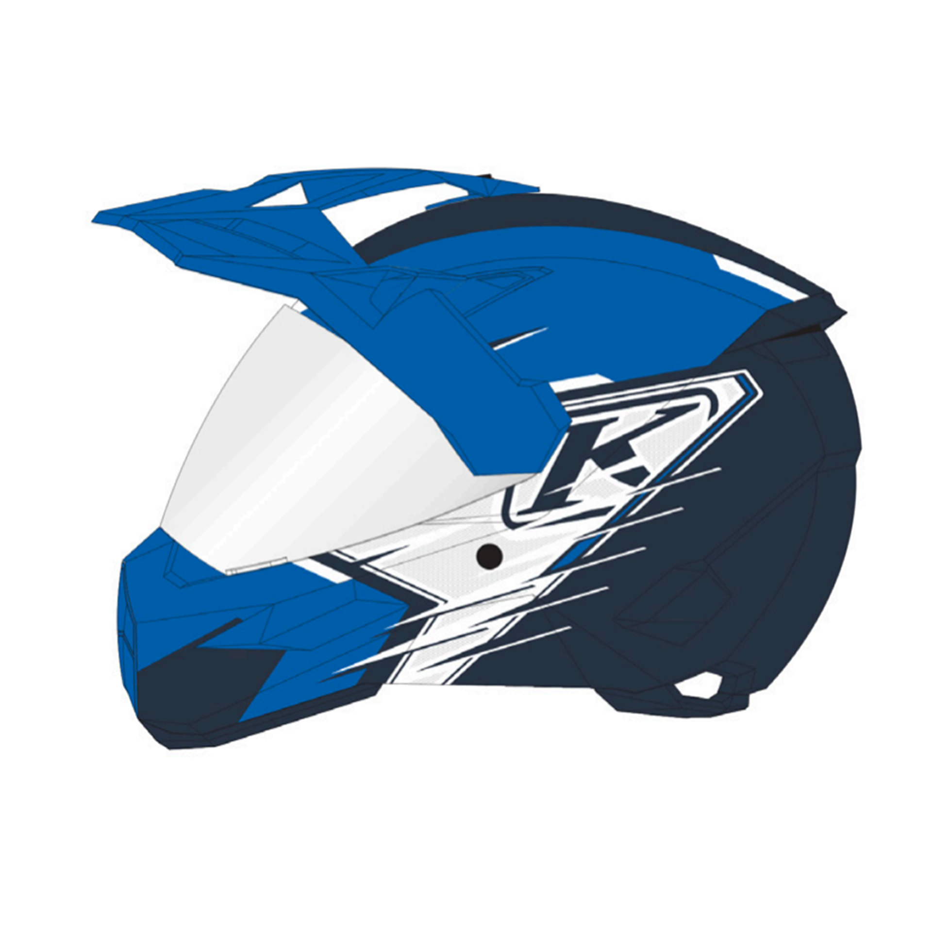 Шлем Klim X1 Gamma Helmet CCC/DOT, цвет Gloss strike - Electric blue - White, размер XL (RR)