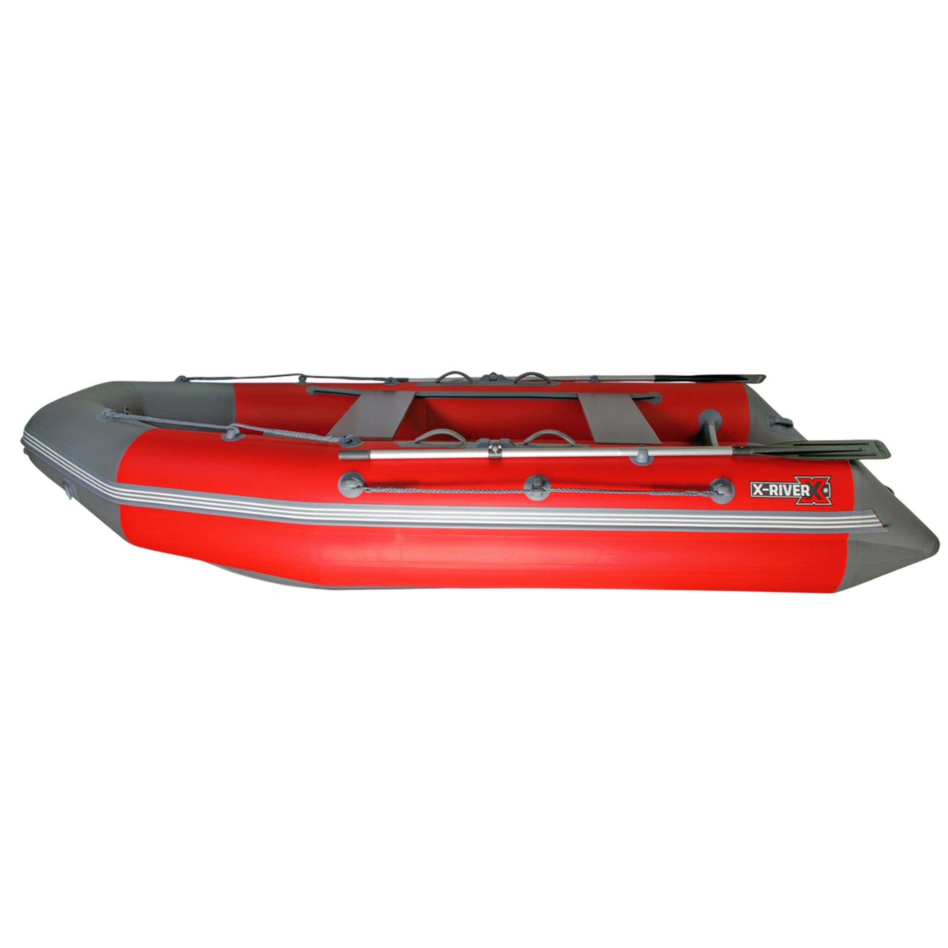 Лодка ПВХ X-River Mark 370 НДНД тримаран,красно-серый/ф-ра серая,дно серое(усил.дно и баллоны,нескол