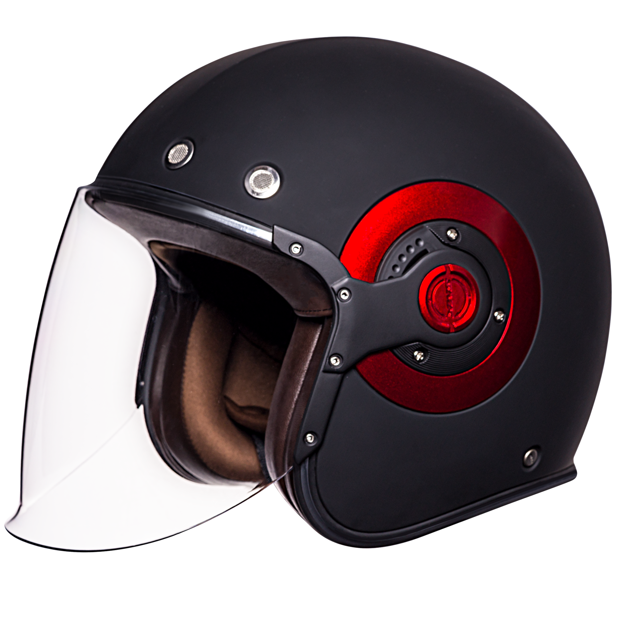 Шлем SMK RETRO JET, цвет черный/красный, матовый (XL)