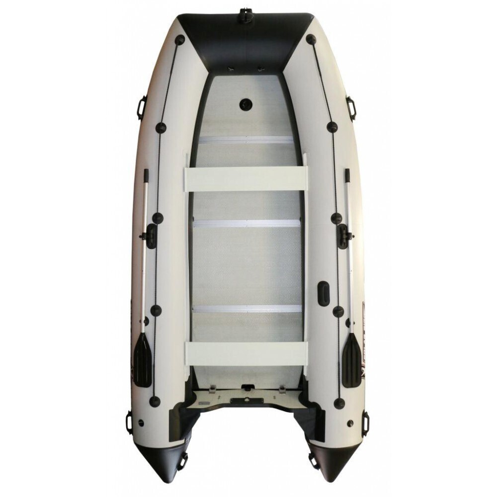 Лодка ПВХ Polar Bird PB-380E Eagle «Орлан» (пайолы и транец из стеклокомпозита) черно-белый