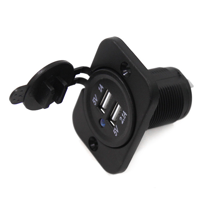 Панель с двойным USB разъемом и подсветкой NEKEKE 12-24V, прямоуг., задняя