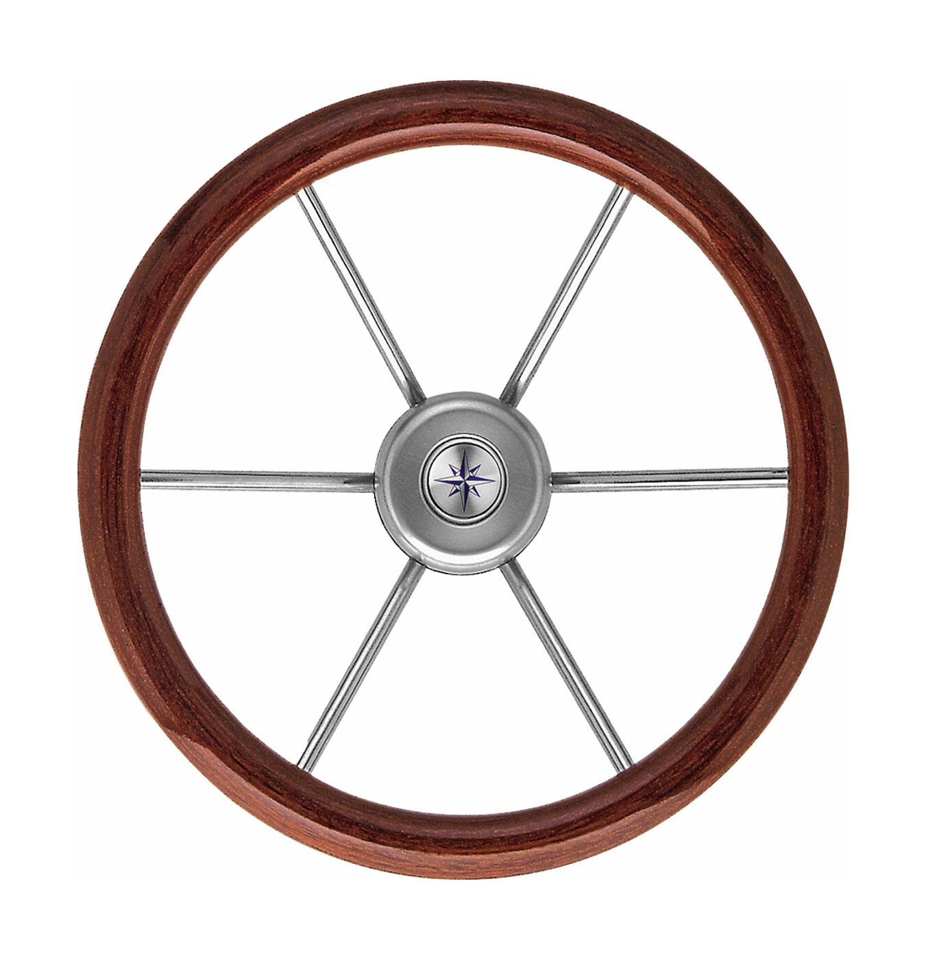 Рулевое колесо LEADER WOOD деревянный обод серебряные спицы д. 340 мм