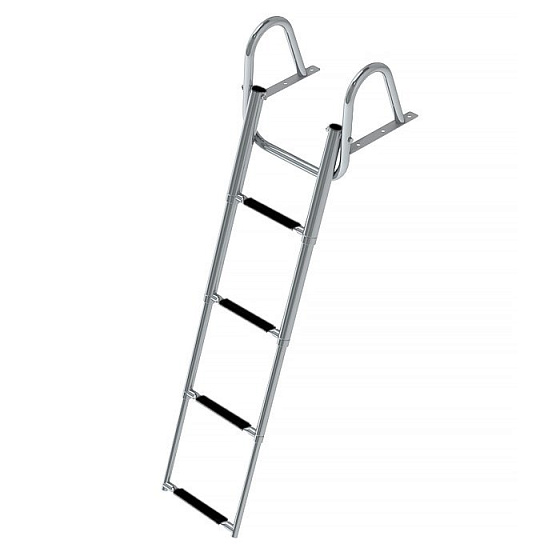 Трап телескопический с поручнем, 4 черных ступени (ширина 350 мм.)