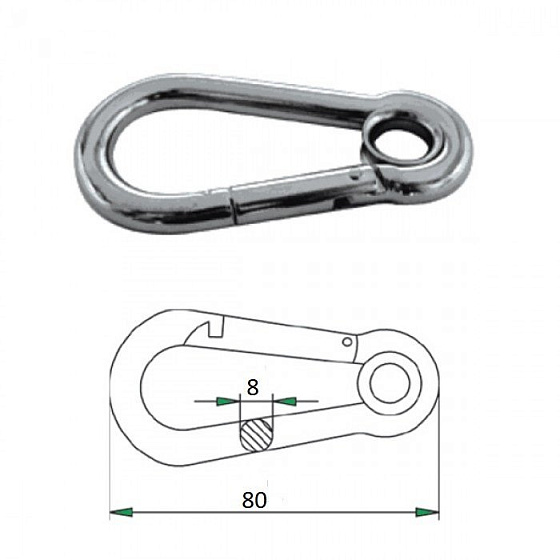 Гак-карабин с проушиной  8х80мм