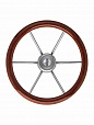 Рулевое колесо LEADER WOOD PLUS деревянный обод серебряные спицы д. 390 мм
