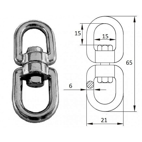Вертлюг петля-петля  6мм