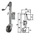 Кронштейн стояночный трейлерный 605мм, колесо пластиковое