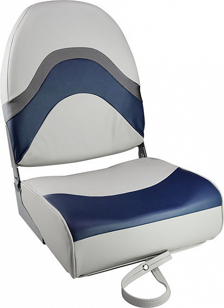 Кресло складное мягкое PREMIUM WAVE, цвет серый/синий