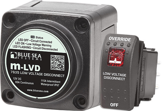 Реле защиты АКБ от разряда Blue Sea Systems m-LVD Low Voltage Disconnect
