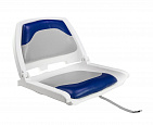 Кресло мягкое складное, обивка белый/синий винил