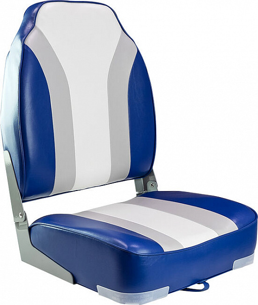 Кресло мягкое складное, обивка серый/синий винил