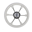 Рулевое колесо LEADER PLAST белый обод серебряные спицы д. 330 мм