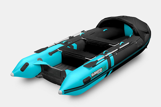 Надувная лодка (НДНД) GLADIATOR E420X PRO черно-бирюзовый