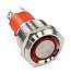 Кнопка без фиксации, подсветка красная, 12 В, д. 19мм