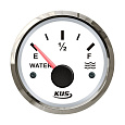 Указатель уровня пресной воды 0-190 Ом (ЕВРО), белый циферблат, нержавеющий ободок, д. 52 мм