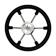 Рулевое колесо VN8330-01 LEADER PLAST черное, серебряные спицы диам.330 мм